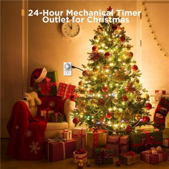 Timers, 24 Hour Indoor Plug-in Mechanical Timer Mini, 3-Prong,  (4-Pack) - Picture 5 of 6